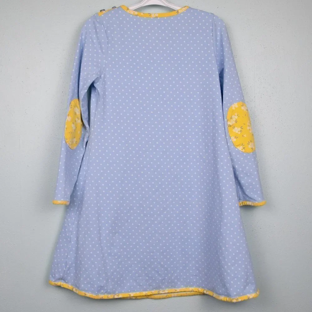 Shrimp & Grits blue polka dot long sleeve dress-7/8